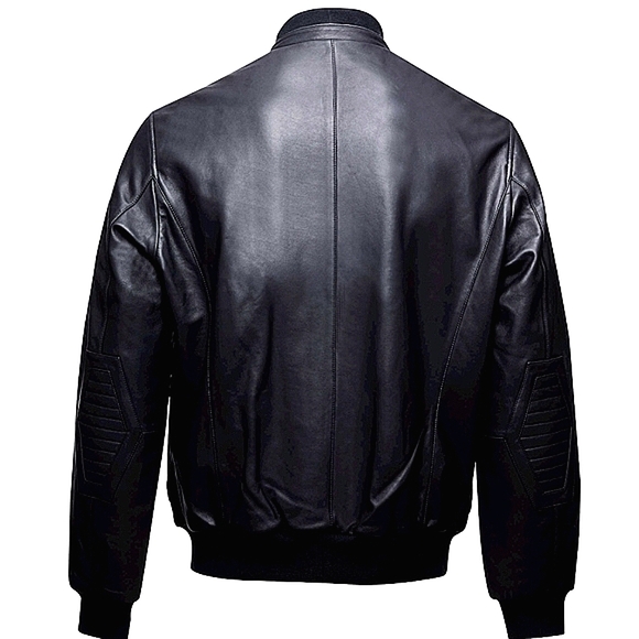 Bomber Jacket Black Leather Biker Jackets Mens S Small Womens M Medium - Picture 2 of 8